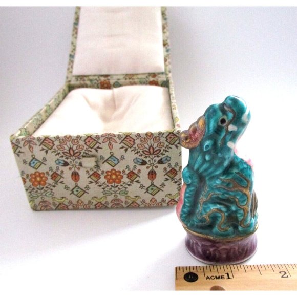 VTG Asian Porcelain QiLin Animal Unicorn Figurine with Box - Blessings & Luck - Picture 13 of 16